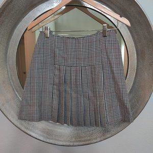 Vintage Mini Skirt Herringbone Plaid Pleated Size Small 7/8